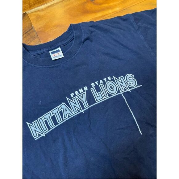 Size XL - vintage Y2K, Penn‎ State University wraparound logo T-shirt blue men - Picture 3 of 9